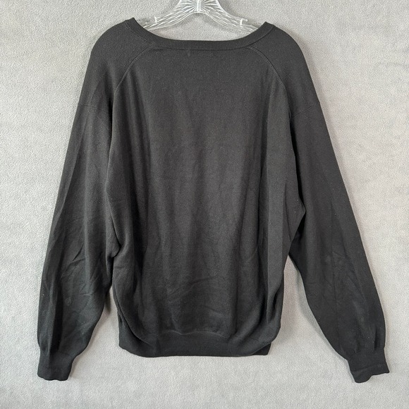 Peter Millar V-Neck Sweater Mens Large Black Long Sleeve Cotton Cashmere Blend - Picture 6 of 12